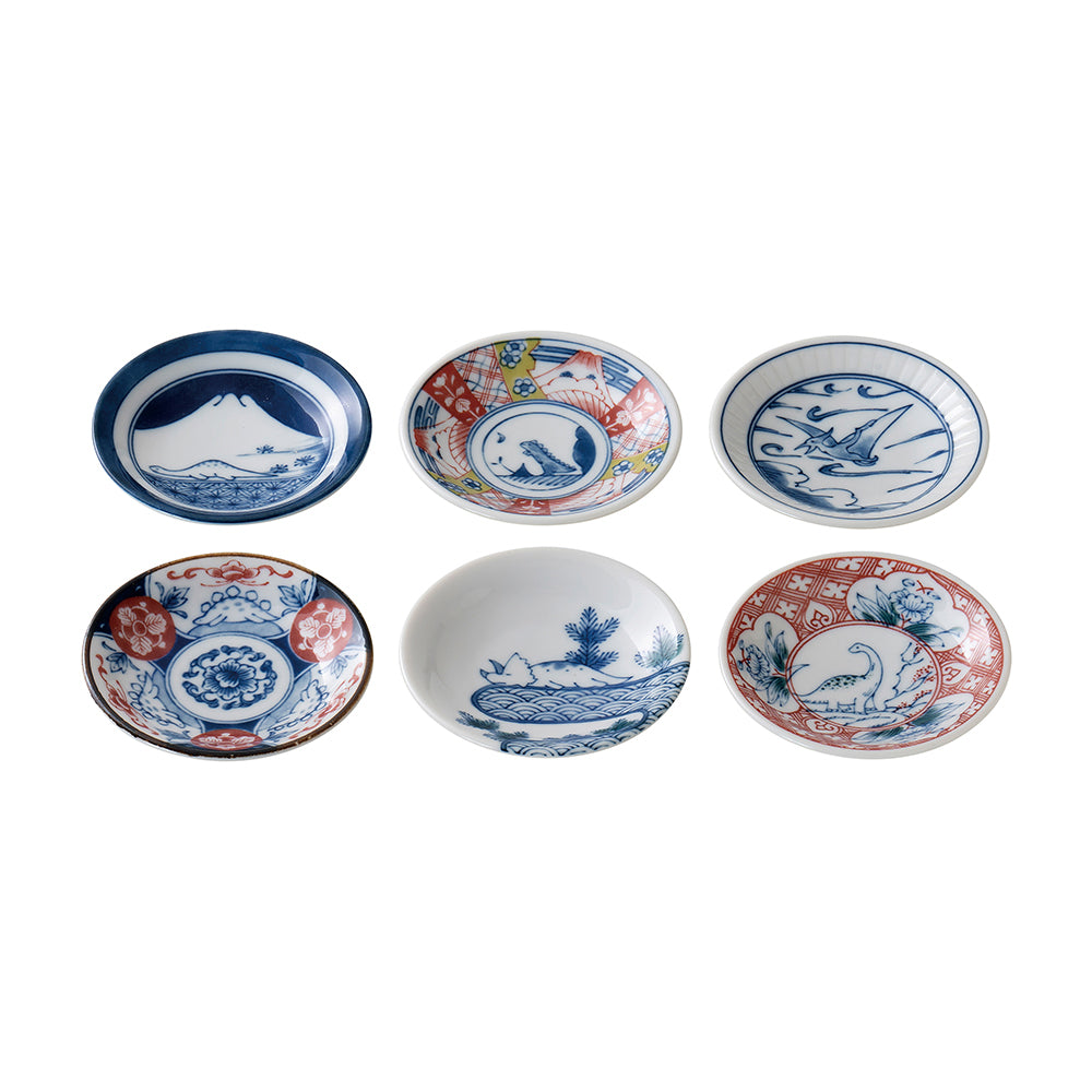 Edokko Dinosaur Set di 6 piatti piccoli